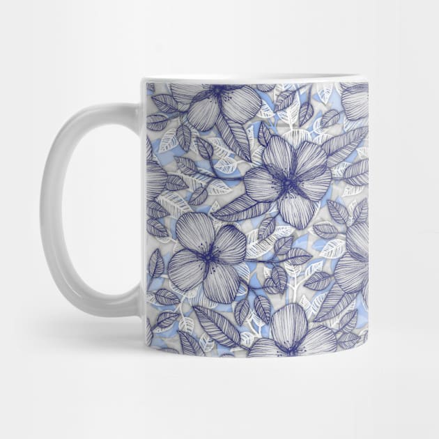 Indigo Summer - a hand drawn floral pattern by micklyn